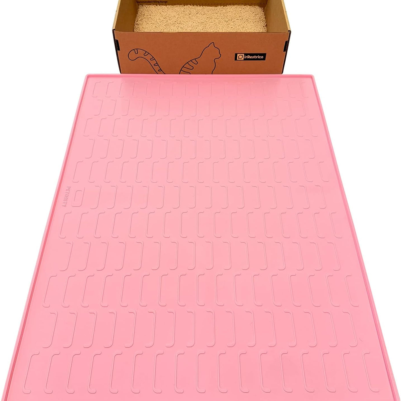 Cat Litter Mat, Large 24''x32'' Food-Grade Silicone Litter Box Mat for Litter Trapping, Waterproof, Non-Slip, Easy to Clean,Grey