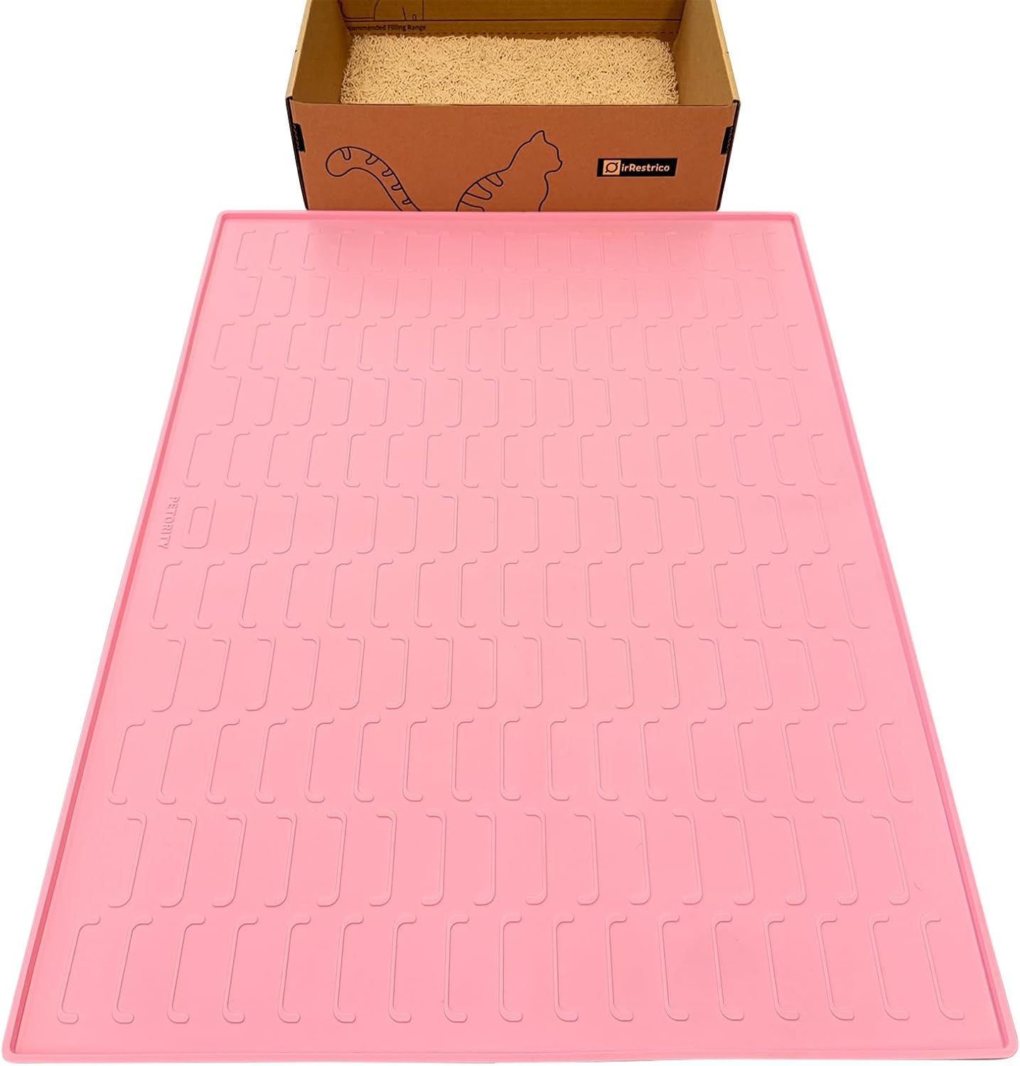 Cat Litter Mat, Large 24''x32'' Food-Grade Silicone Litter Box Mat for Litter Trapping, Waterproof, Non-Slip, Easy to Clean,Grey