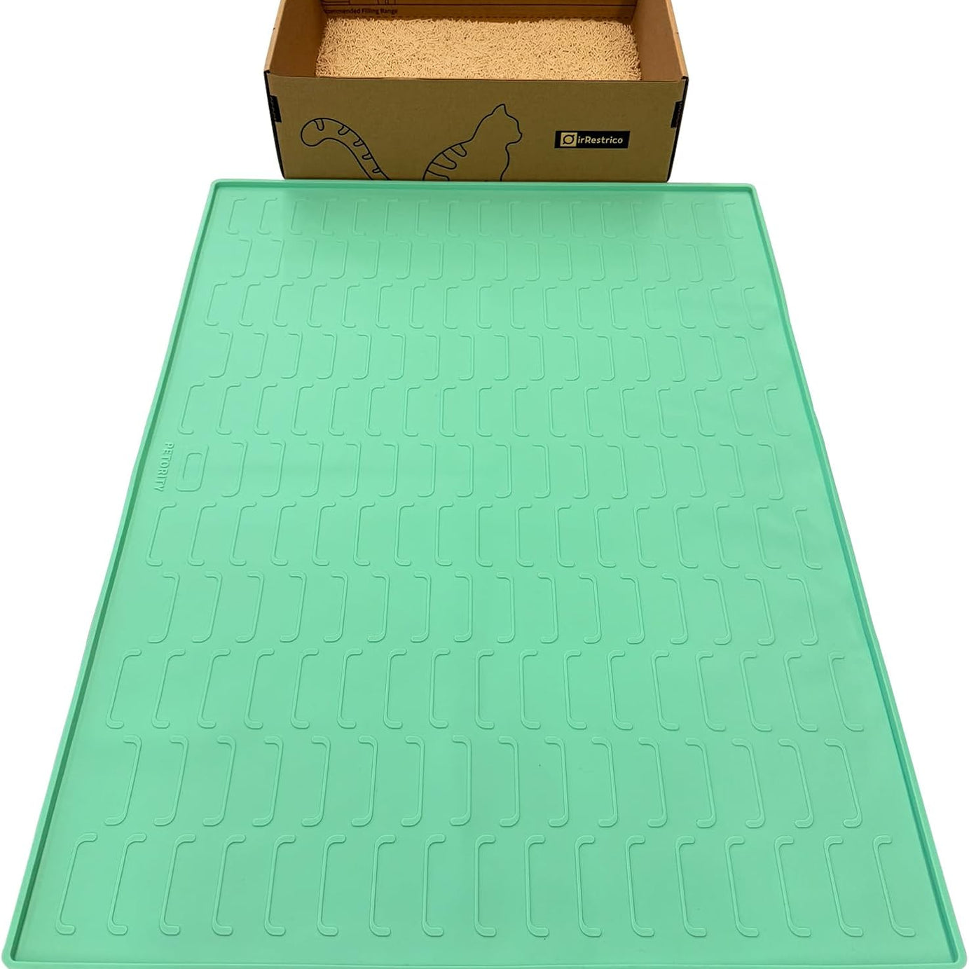 Cat Litter Mat, Large 24''x32'' Food-Grade Silicone Litter Box Mat for Litter Trapping, Waterproof, Non-Slip, Easy to Clean,Grey